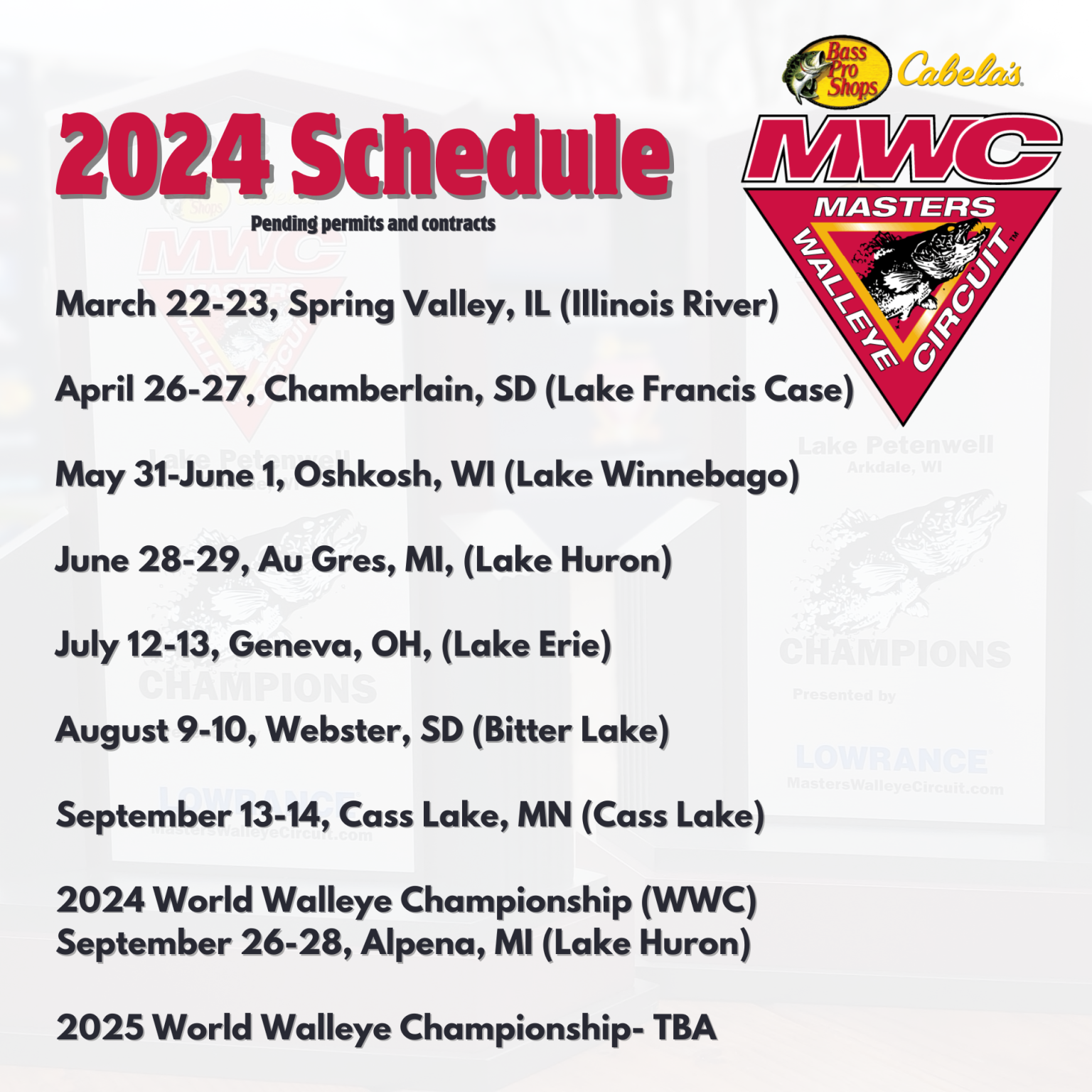 2024 Bass Pro Shops and Cabela’s Masters Walleye Circuit Schedule